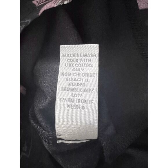 Black Pink Floral Chiffon Romper Size XS Short Lined Elastic Waist Button Front - Picture 10 of 11